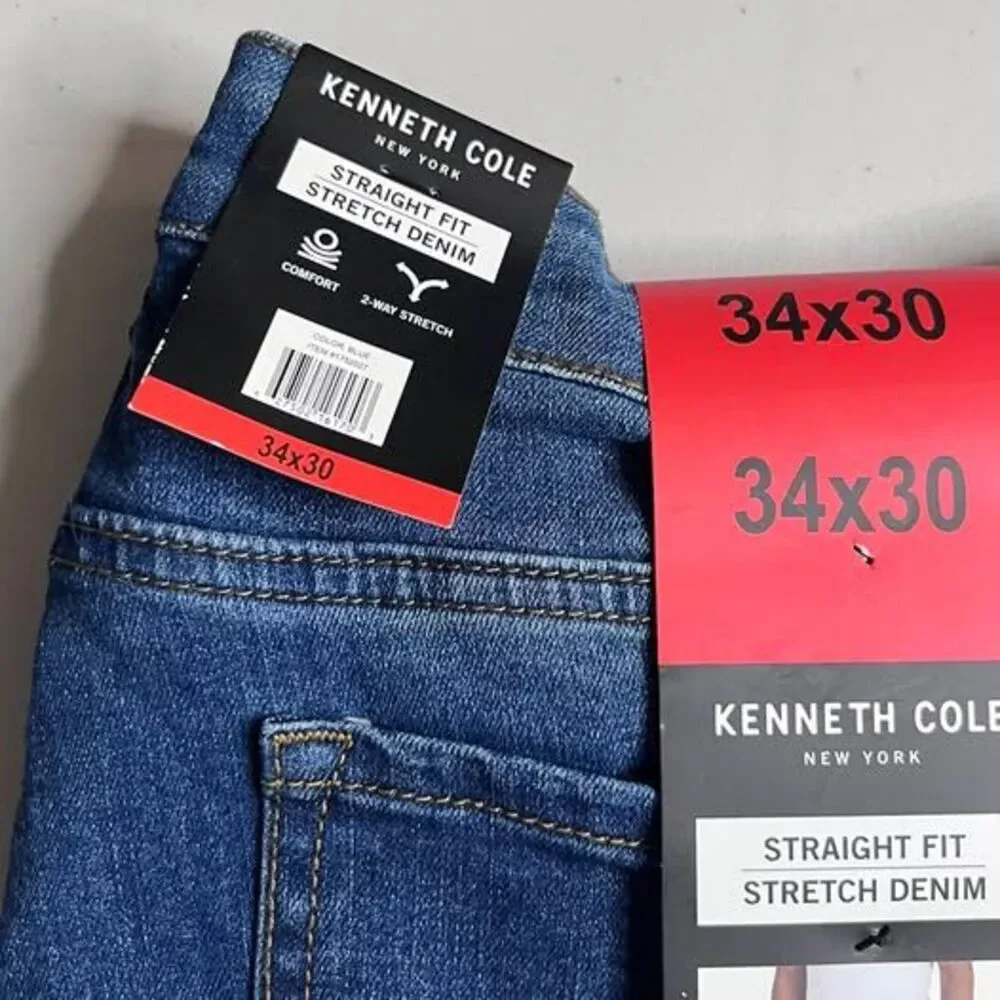 Kenneth Cole Straight Fit Stretch Denim Jeans 34x30
